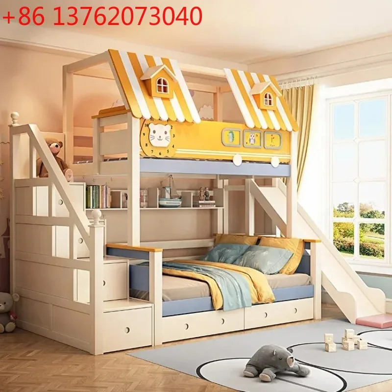 Bunk Bed With Stairs And Slide - Meble Drewniane Loftowe do Pokoju Dziecięcego