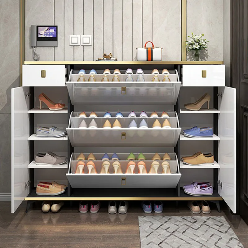 Shoe Rack Cabinet Narrow Entryway - Ultracienkie, wąskie szafki na buty, wielowarstwowe
