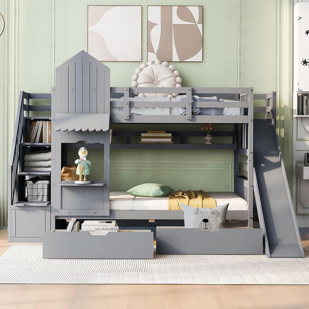Bunk Bed With Stairs And Slide - Łóżko piętrowe dla dzieci emave ze