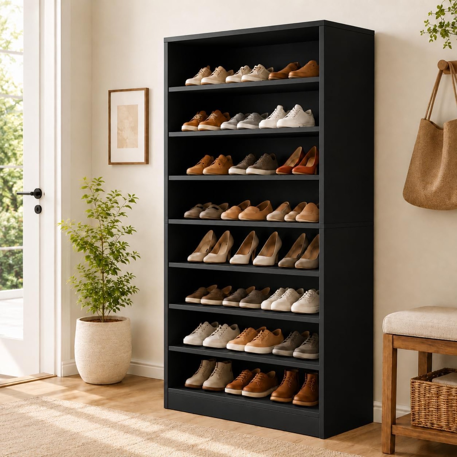 Shoe Rack Cabinet Narrow Entryway - 9-poziomowy wysoki regał na buty do
