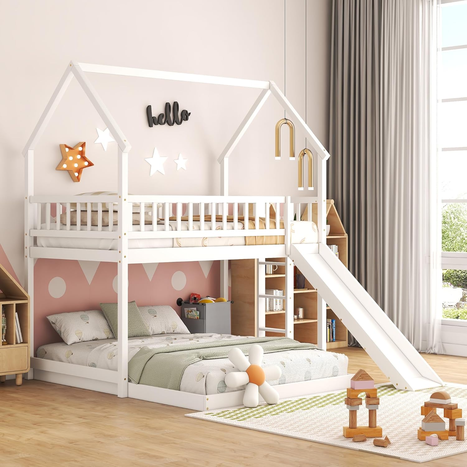 Bunk Bed With Stairs And Slide - Łóżko piętrowe z drabinką i zjeżdżalnią
