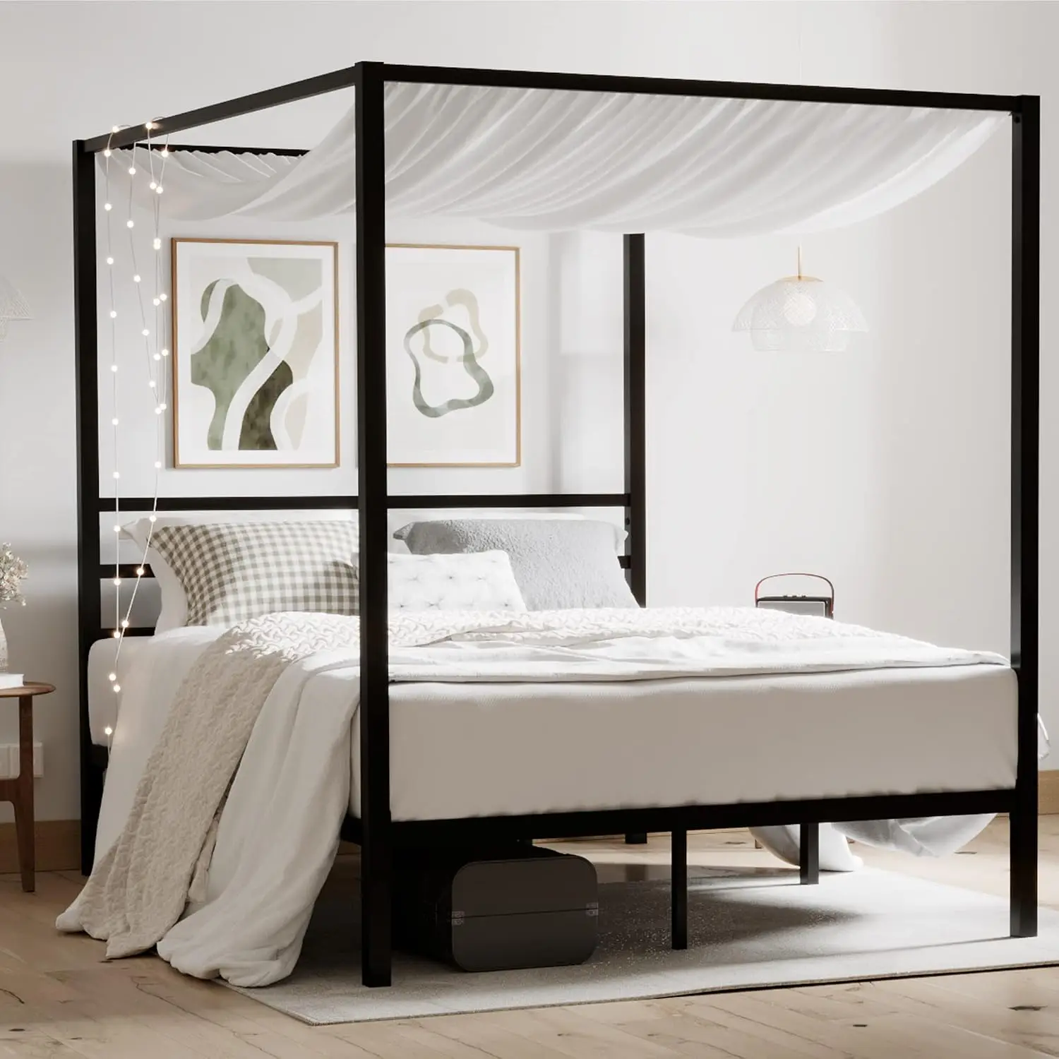 Canopy Bed Frame Metal Queen - Rama łóżka z baldachimem w rozmiarze