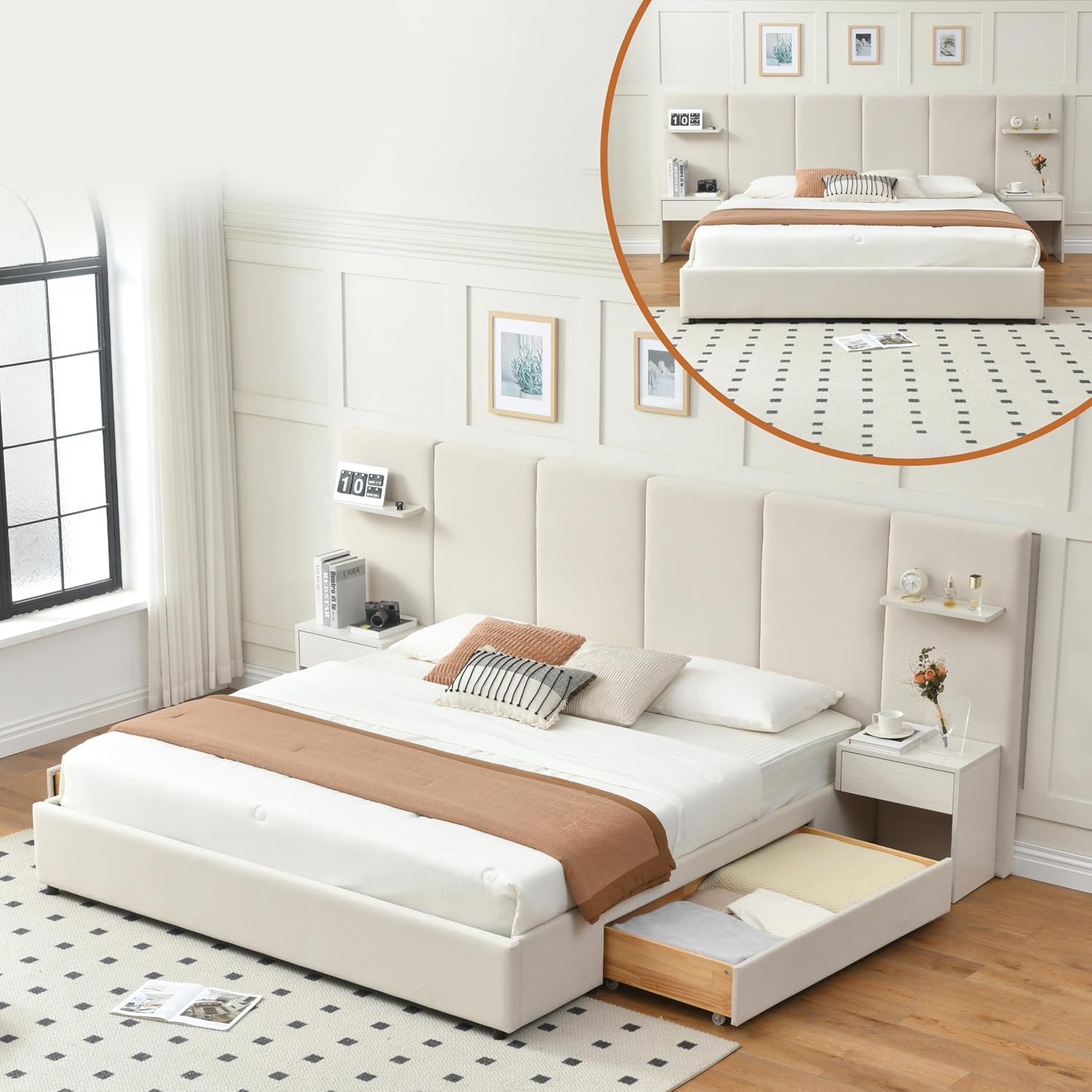King Size Bed Frame With Storage Drawers - Rama łóżka typu king size z