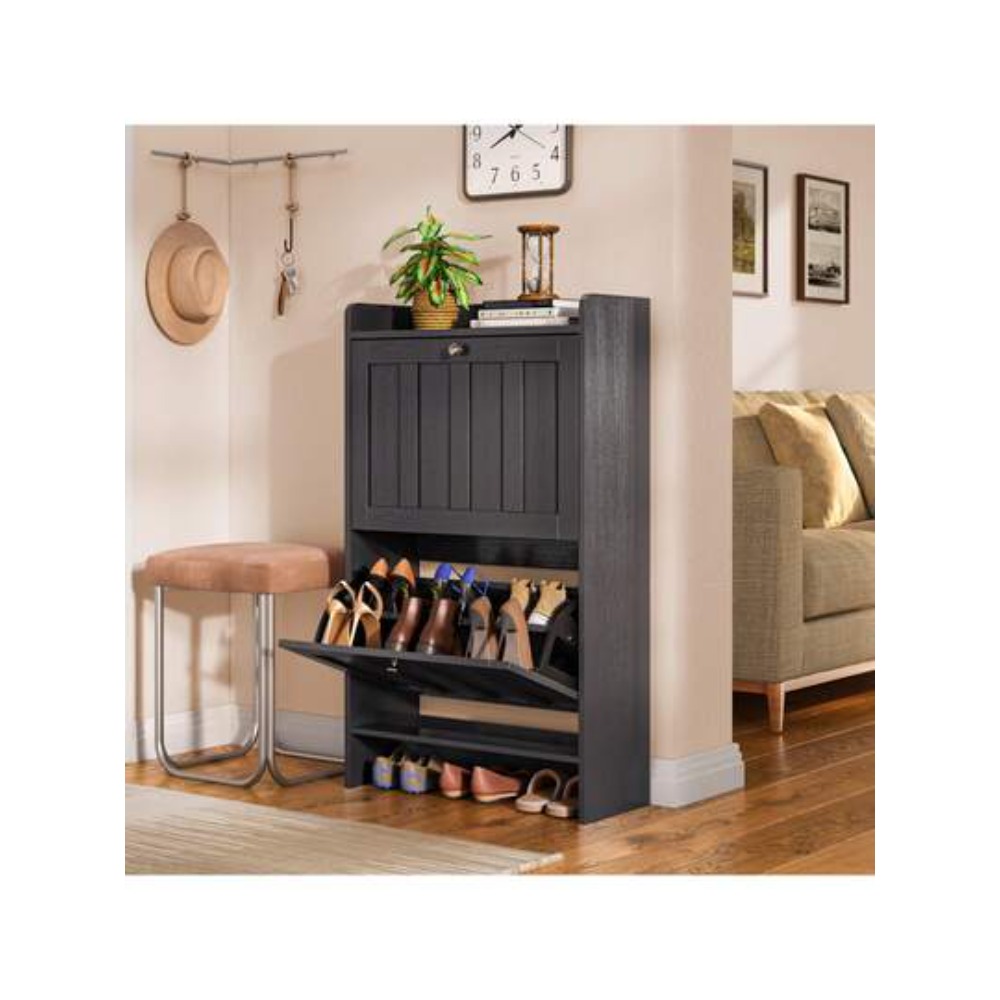 Shoe Rack Cabinet Narrow Entryway - Szafka na buty z 2 otwieranymi