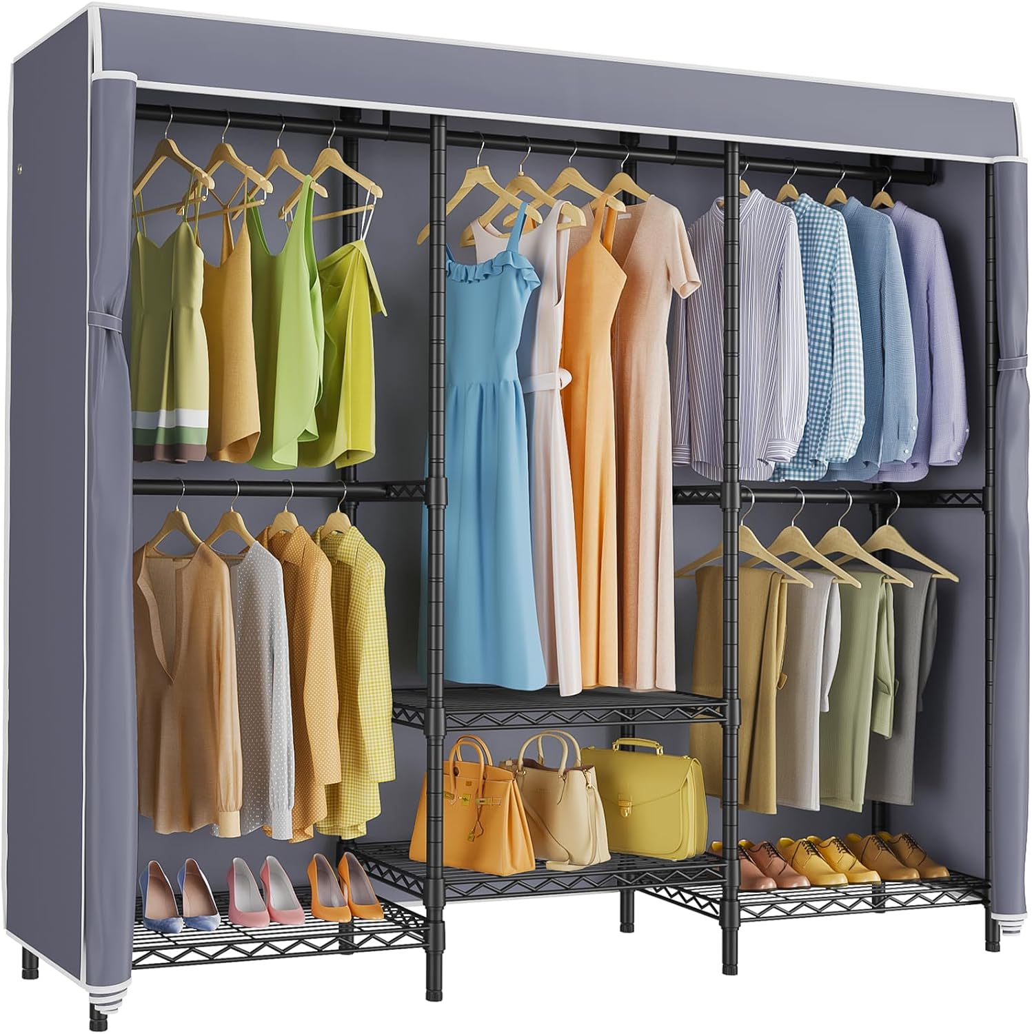 Wardrobe Closet Portable Fabric Cover - Wieszak na ubrania z pokryciem, z