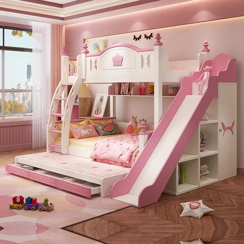 Bunk Bed With Stairs And Slide - Meble do pokoju dziecięcego Łóżko piętrowe