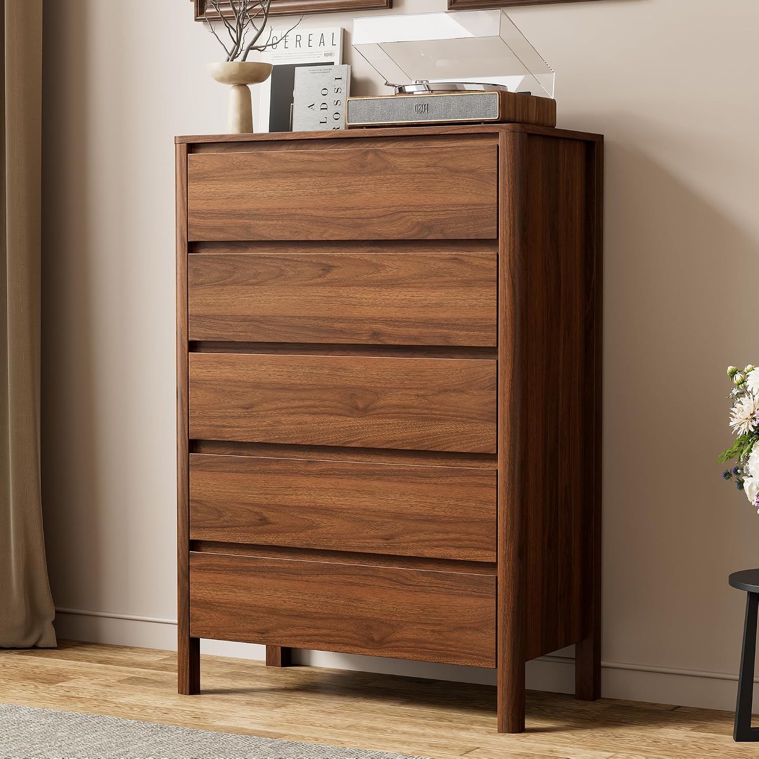 Bedroom Furniture - Pięciodzielna drewniana komoda pionowa, wysoka szafka
