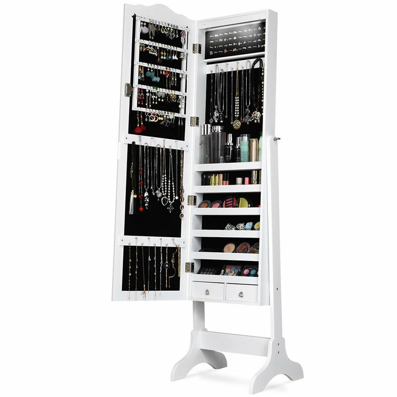 Full Length Mirror Jewelry Armoire - Szafka na biżuterię z 14 diodami