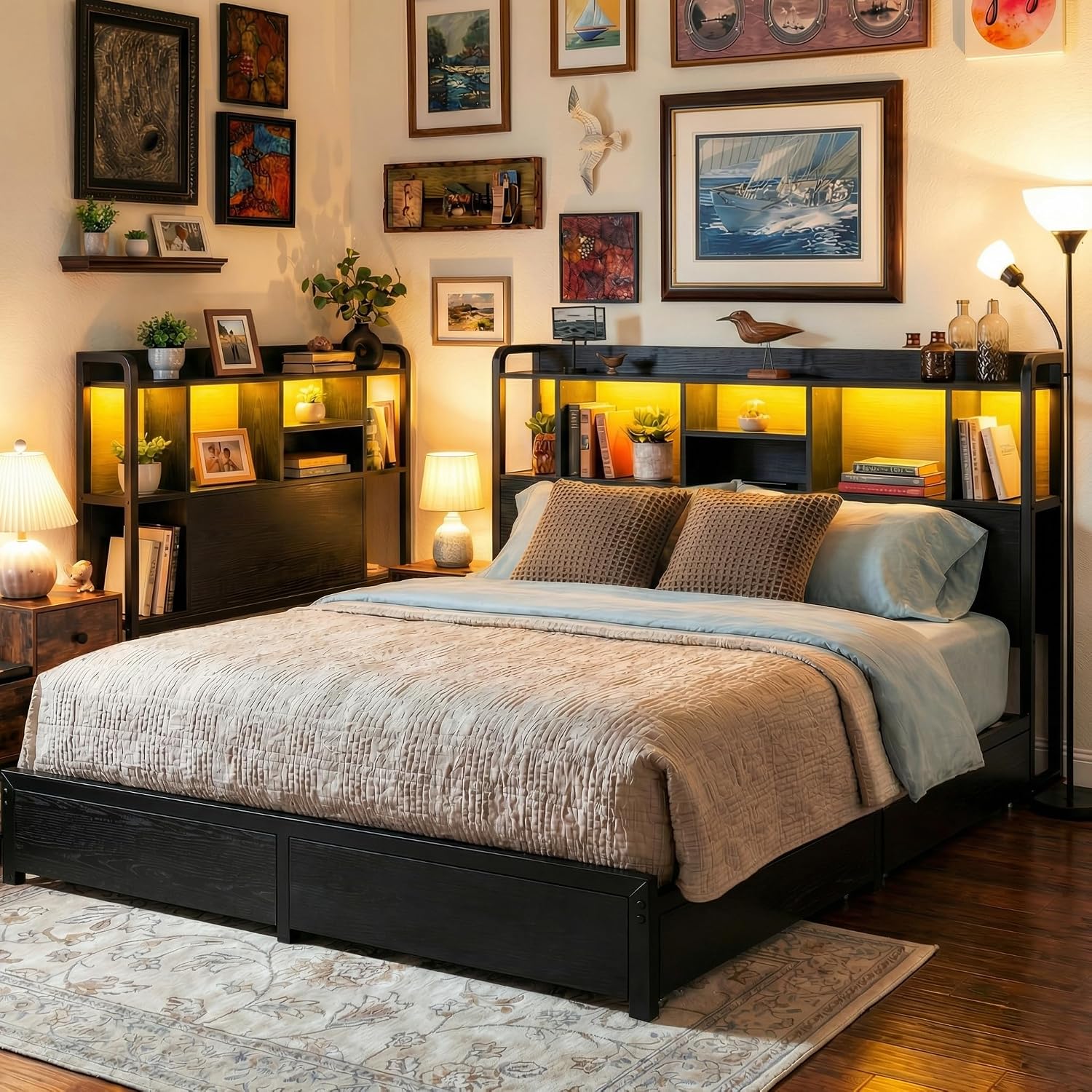 King Size Bed Frame With Storage Drawers - Rama łóżka typu King Size z