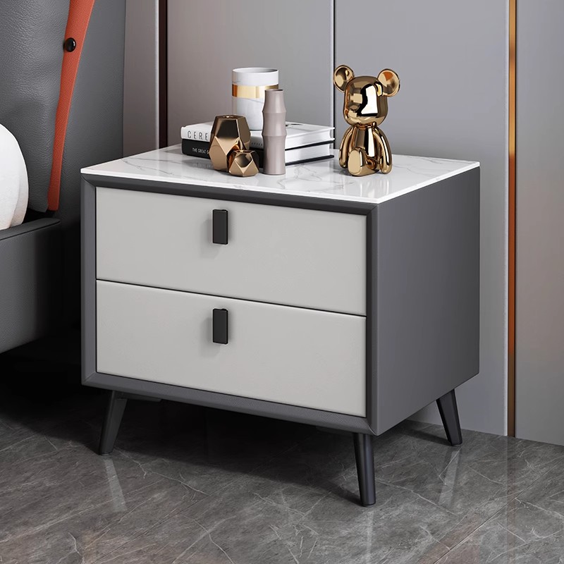 Solid Wood Nightstand 2 Drawers - Stolik nocny w stylu nordyckim z