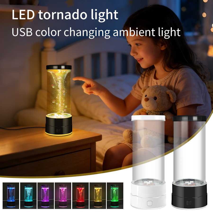 Floating Nightstand With Led Light - Kreatywna lampka nocna LED Tornado USB,