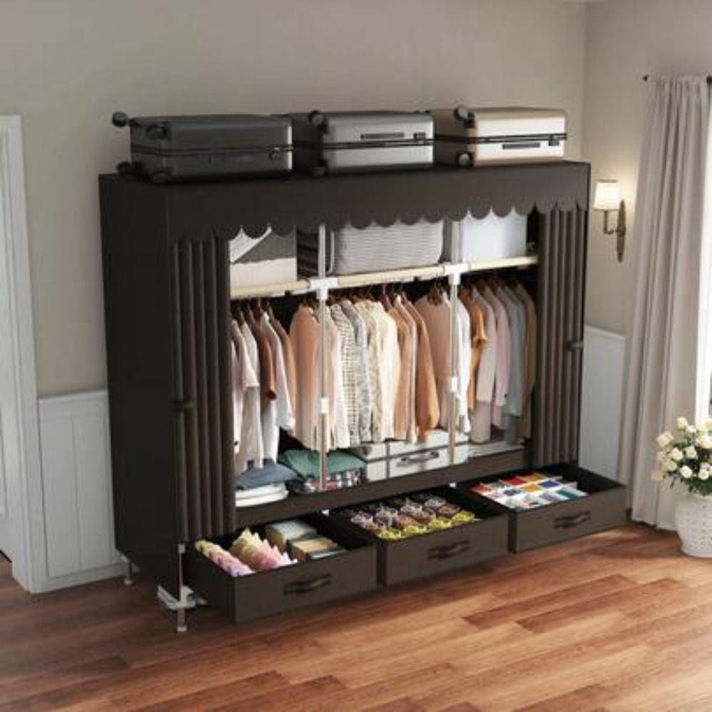 Wardrobe Closet Portable Fabric Cover - Przenośna szafa z ramą stalową o