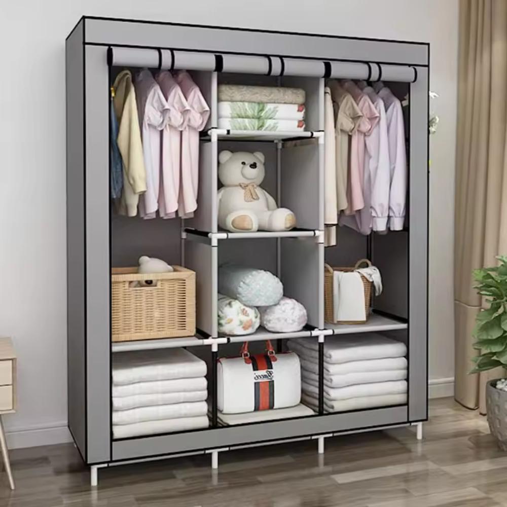 Wardrobe Closet Portable Fabric Cover - 64-calowa przenośna szafa na ubrania, składana