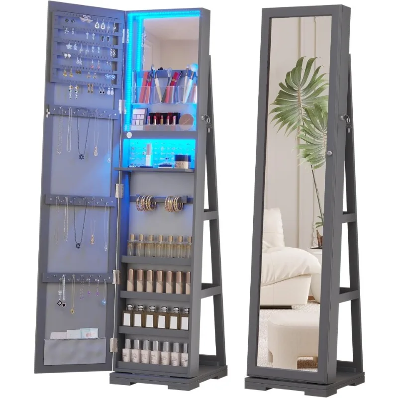Full Length Mirror Jewelry Armoire - Szafka na biżuterię LED z lustrem
