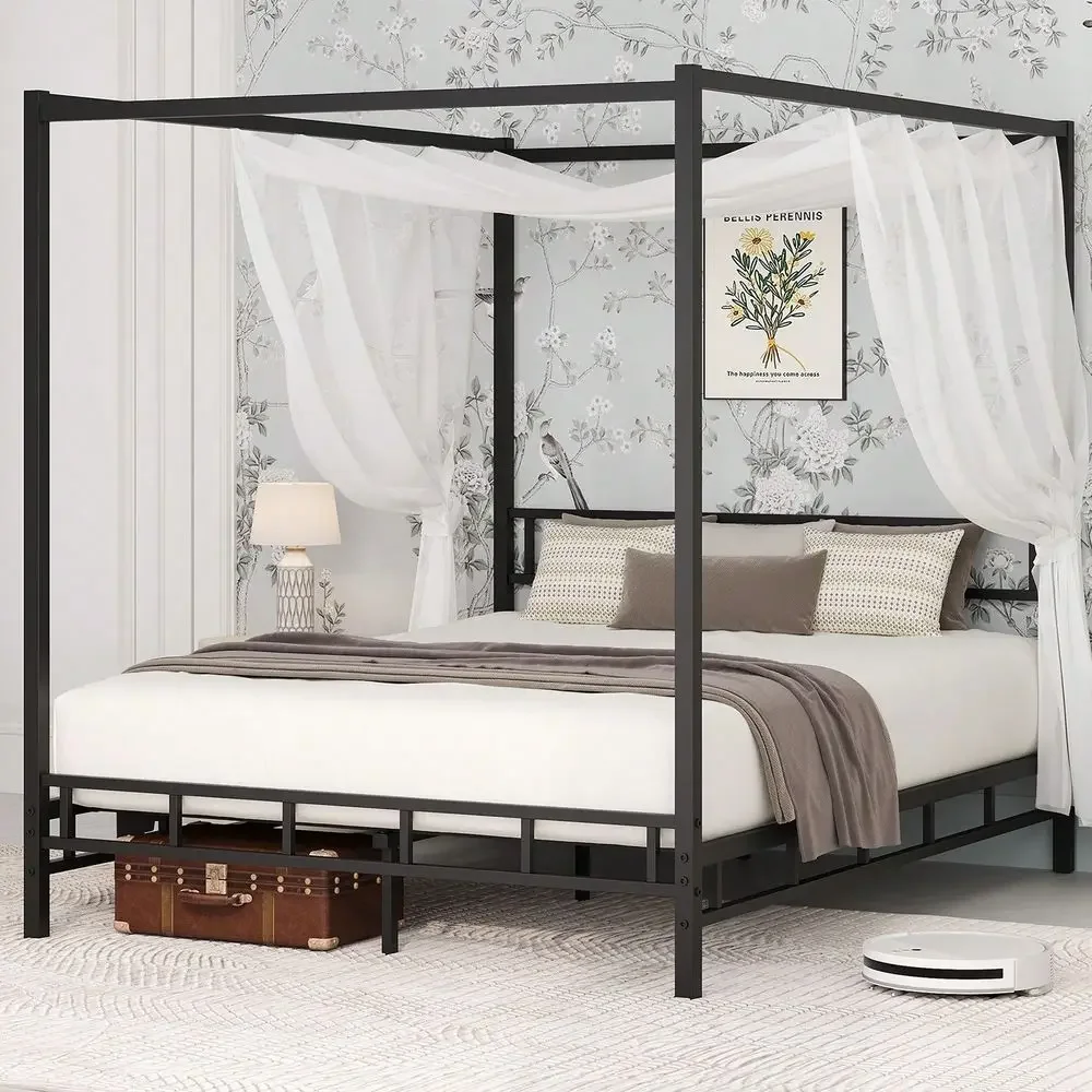 Canopy Bed Frame Metal Queen - Metalowa rama łóżka z baldachimem, rama