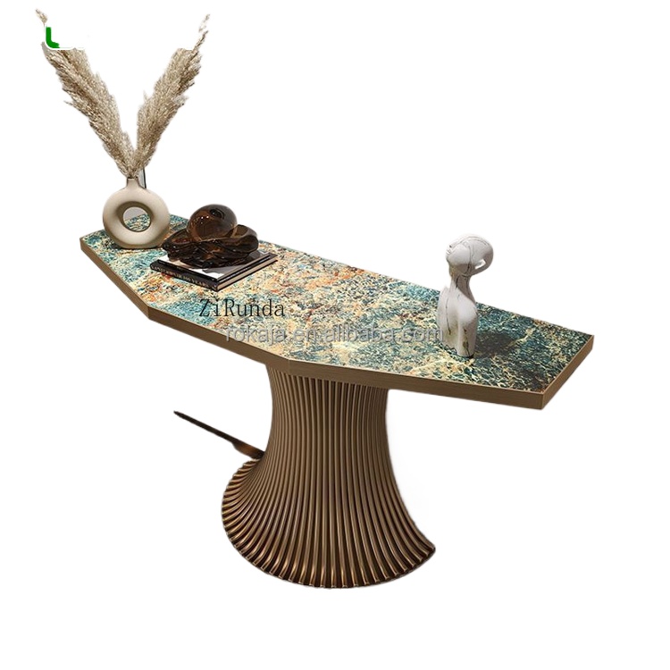 Tables - Unikalny Design Stolik Konsolowy Złota Podstawa