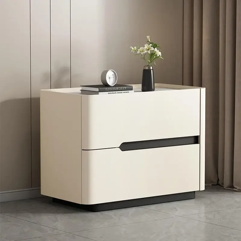 Solid Wood Nightstand 2 Drawers - Nordycki współczesny stolik nocny do przechowywania