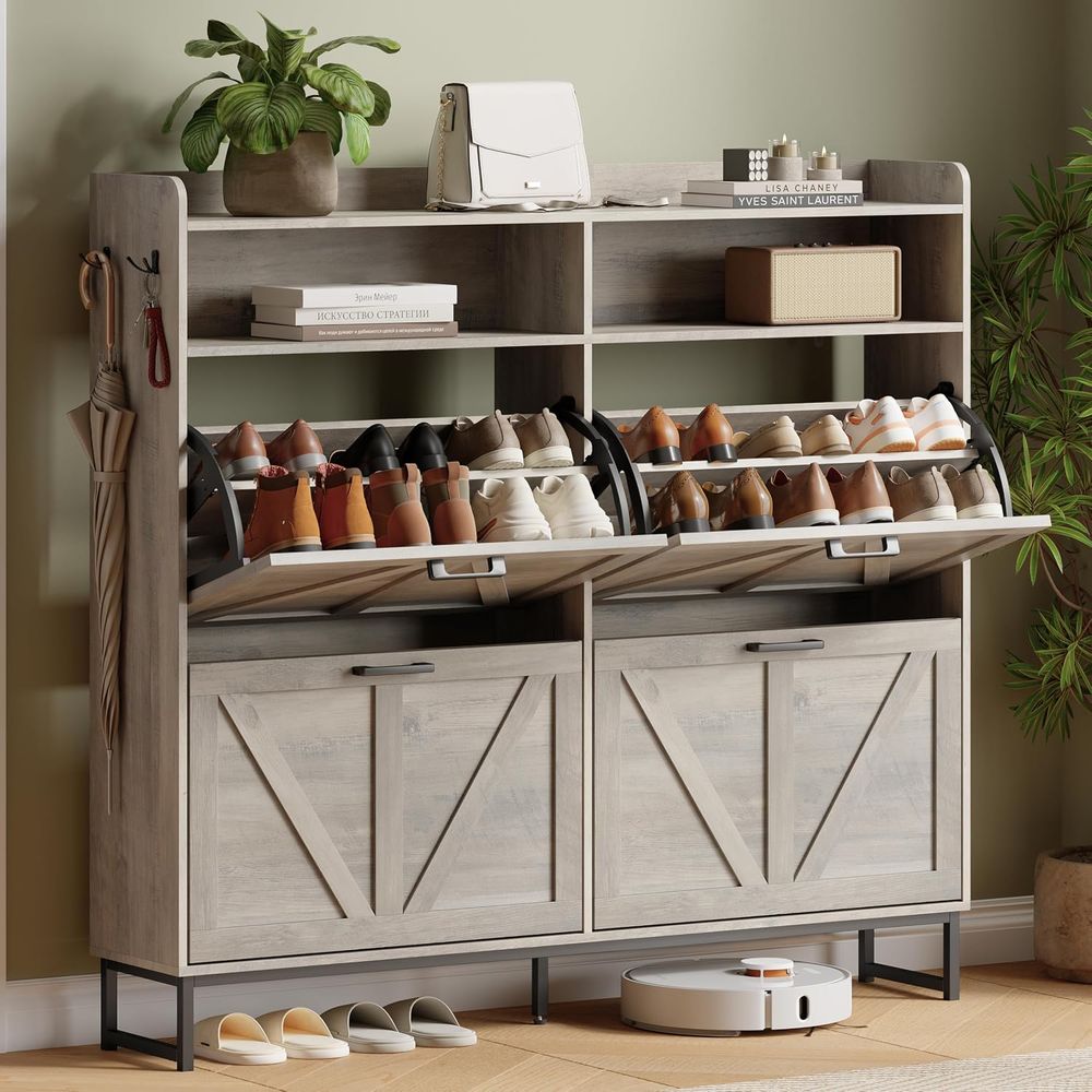 Shoe Rack Cabinet Narrow Entryway - Szafka na buty z 4 półkami,