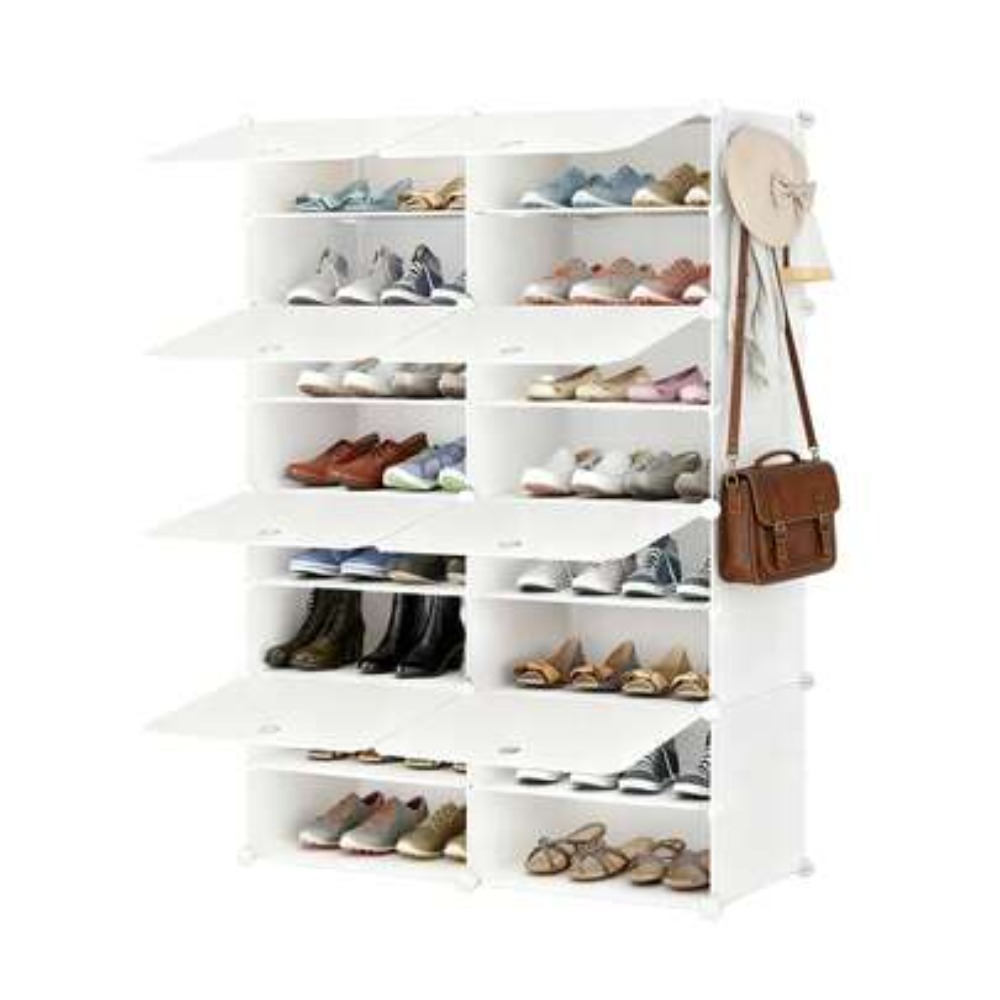 Shoe Rack Cabinet Narrow Entryway - 8-warstwowa szafka na buty z drzwiczkami,