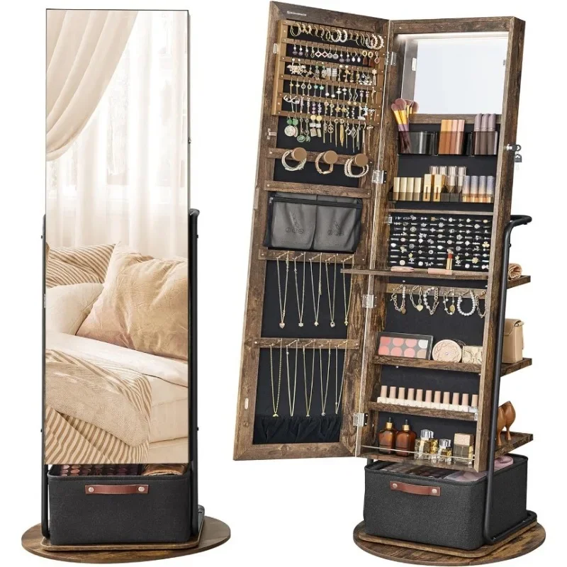 Full Length Mirror Jewelry Armoire - l 360 ° Szafka na biżuterię