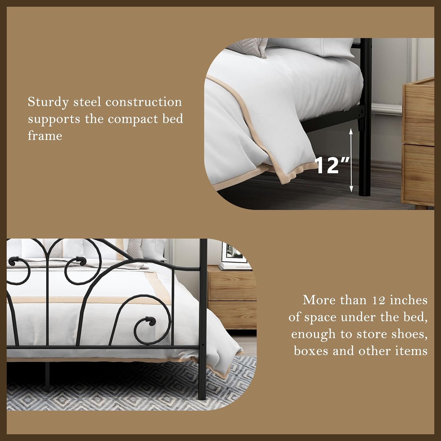 Metalowa rama łóżka z baldachi – Canopy Bed Frame Metal Queen recenzja i cena