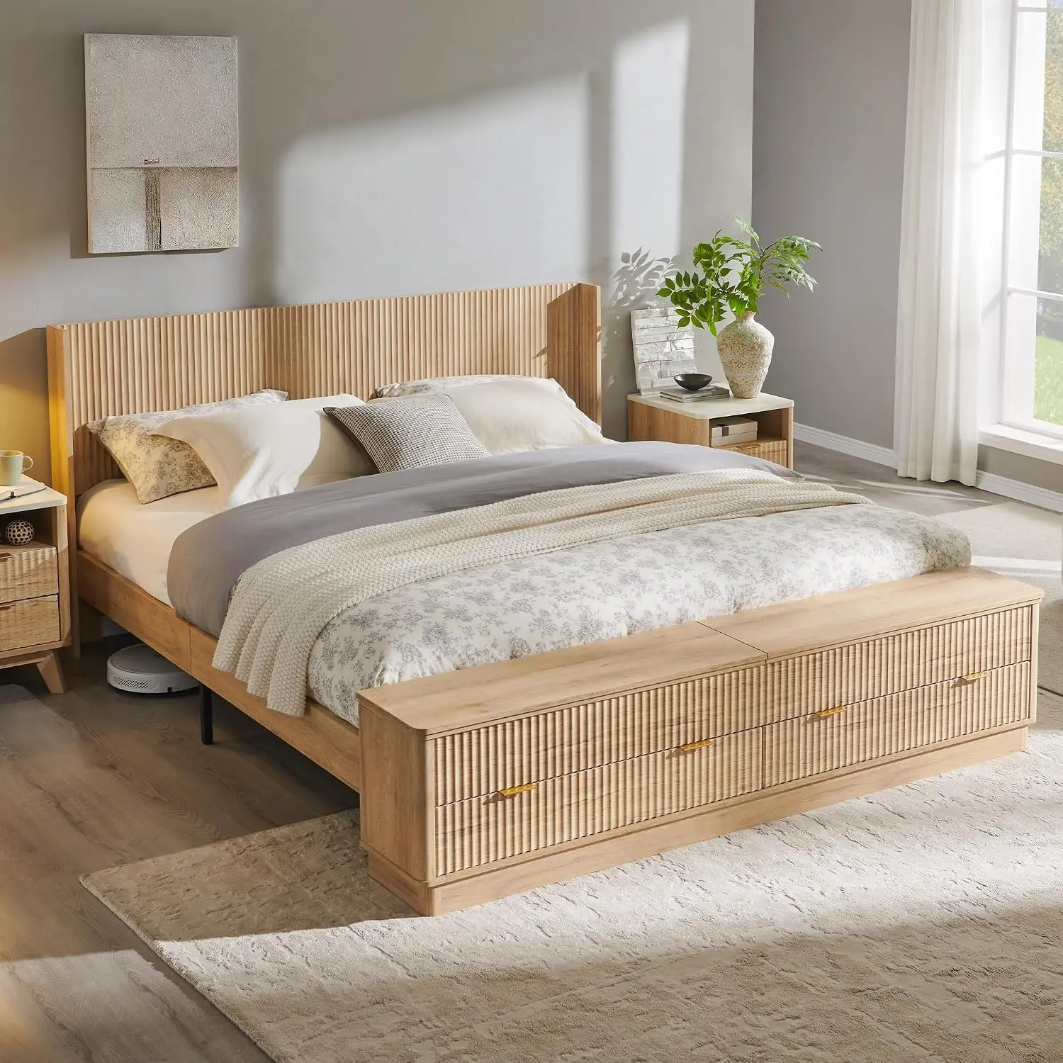 Rama łóżka typu king-size z fr – King Size Bed Frame With Storage Drawers recenzja i cena