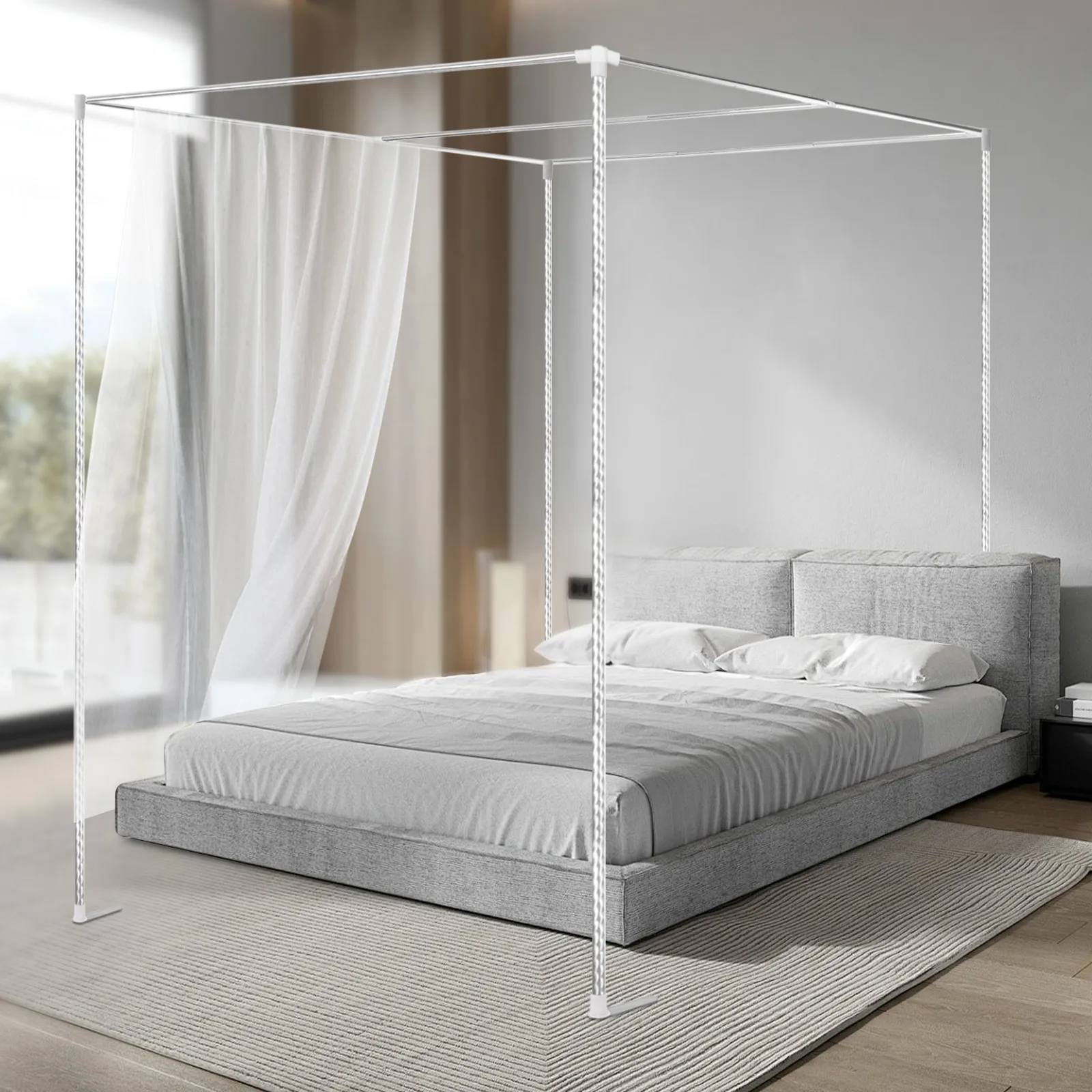 Rama baldachimu na łóżko z czt – Canopy Bed Frame Metal Queen recenzja i cena
