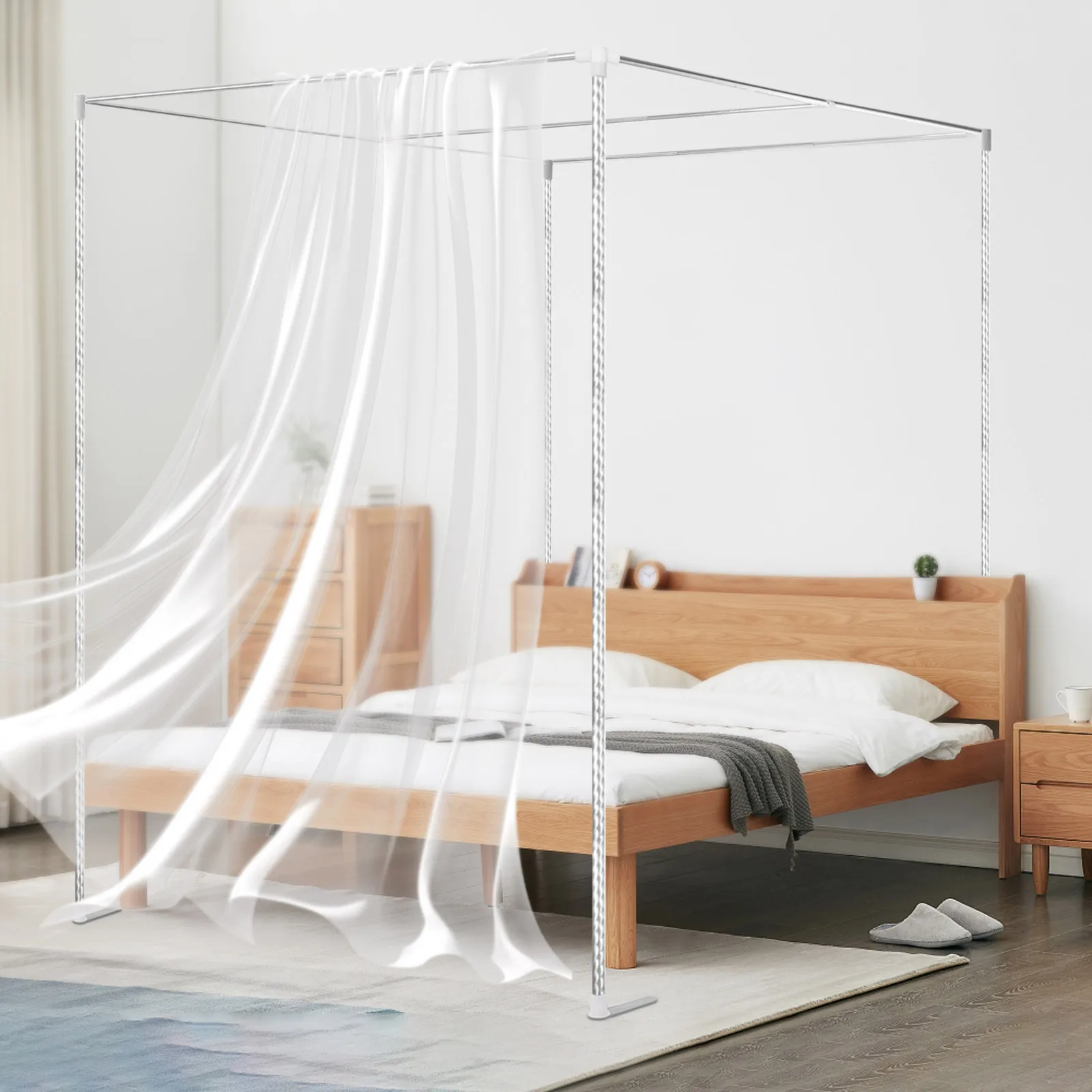 Rama baldachimu na łóżko z czt – Canopy Bed Frame Metal Queen recenzja i cena
