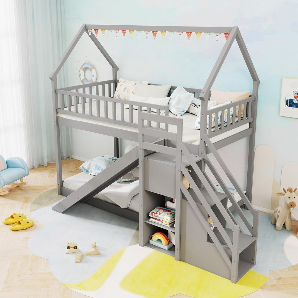 Łóżko piętrowe pojedyncze z wy – Bunk Bed With Stairs And Slide recenzja i cena
