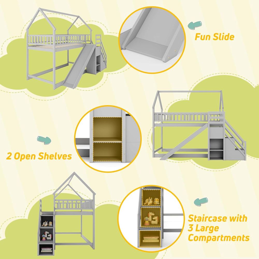Łóżko piętrowe pojedyncze z wy – Bunk Bed With Stairs And Slide recenzja i cena