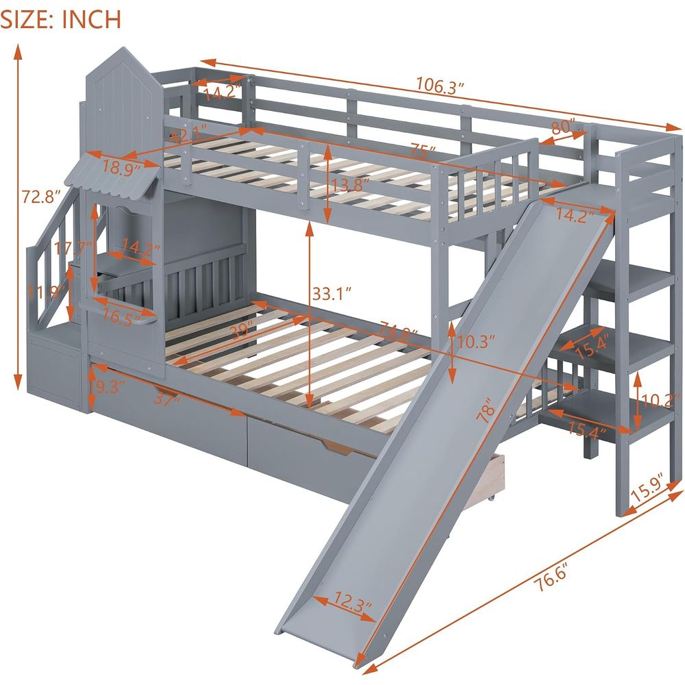 Łóżko piętrowe dla dzieci emav – Bunk Bed With Stairs And Slide recenzja i cena