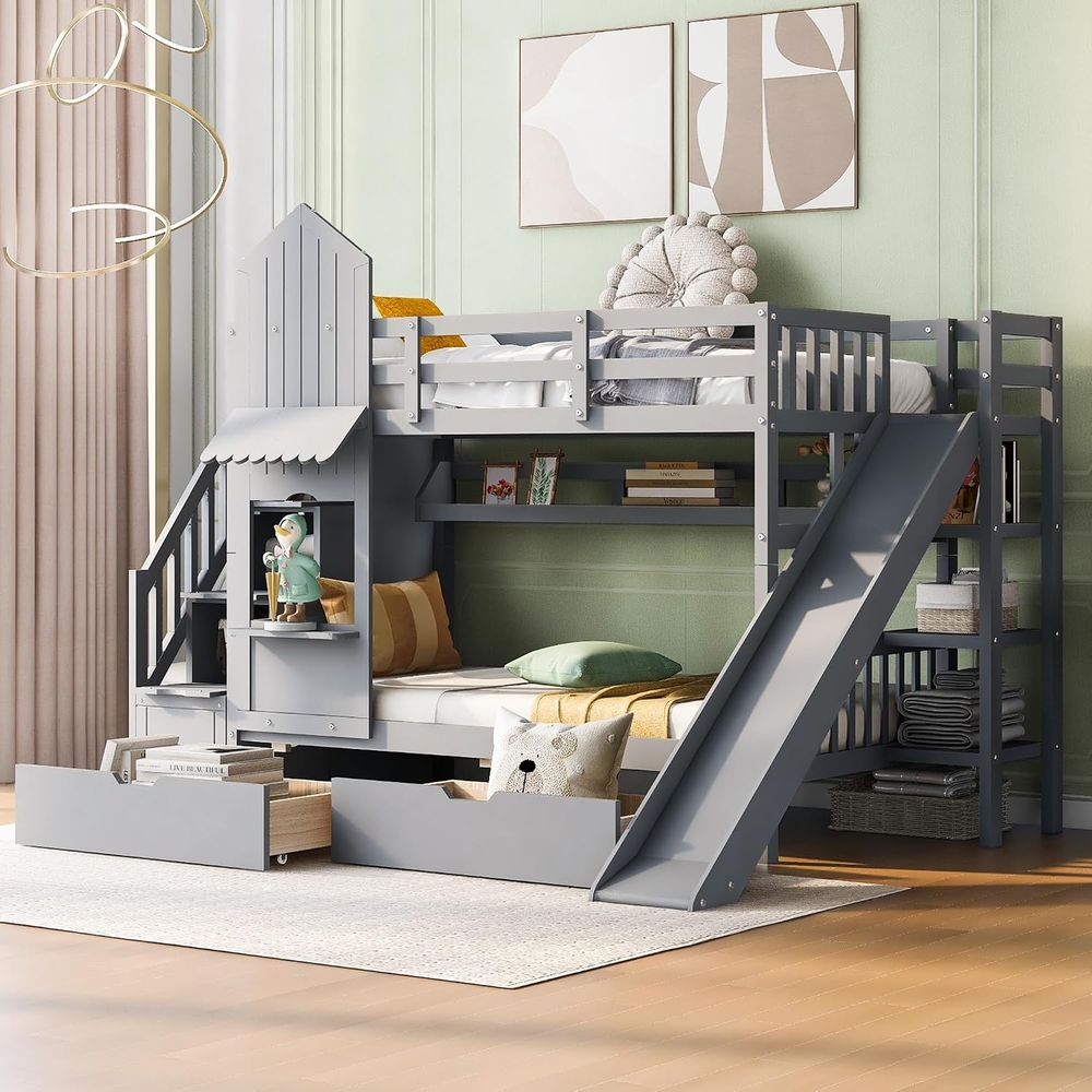 Łóżko piętrowe dla dzieci emav – Bunk Bed With Stairs And Slide recenzja i cena