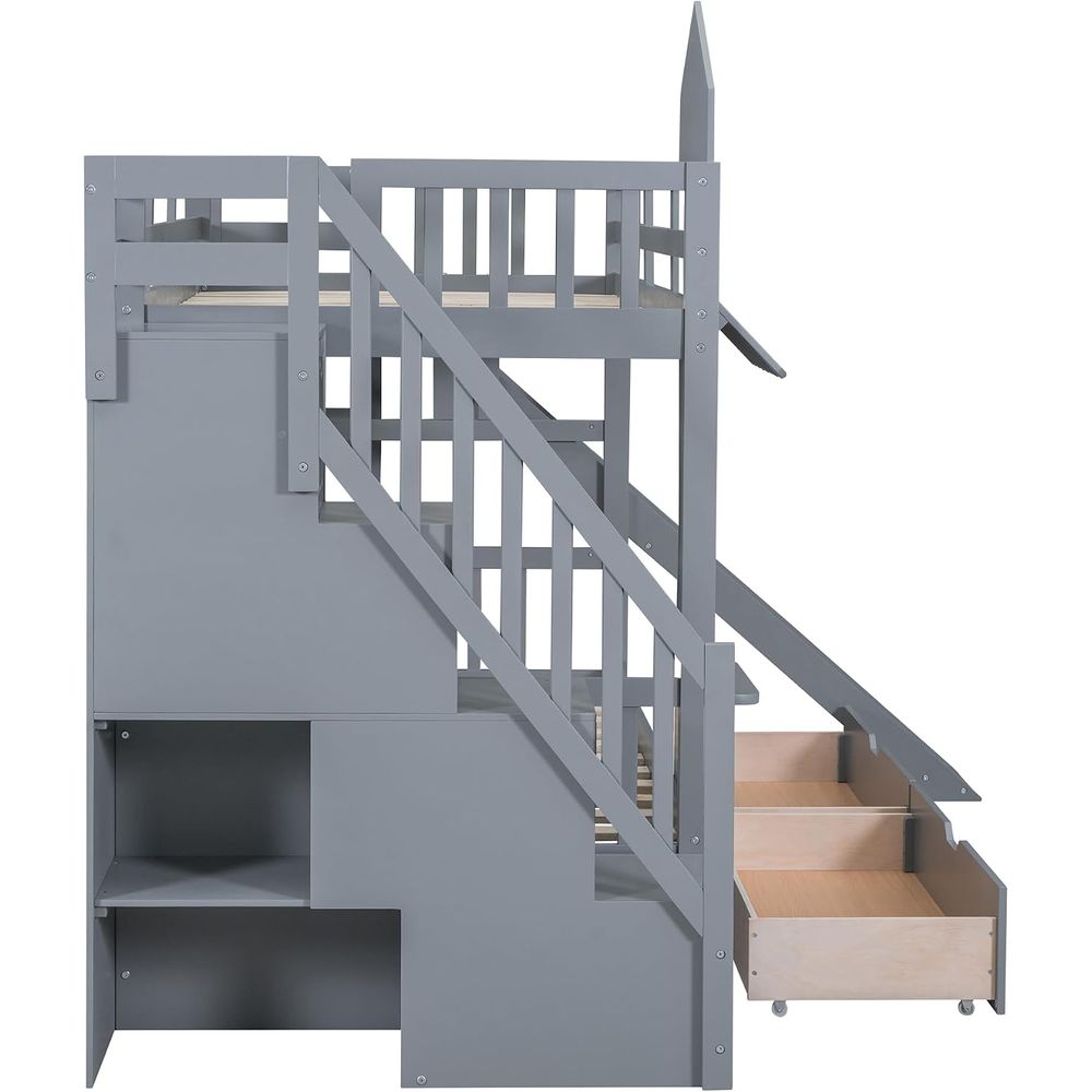 Łóżko piętrowe dla dzieci emav – Bunk Bed With Stairs And Slide recenzja i cena