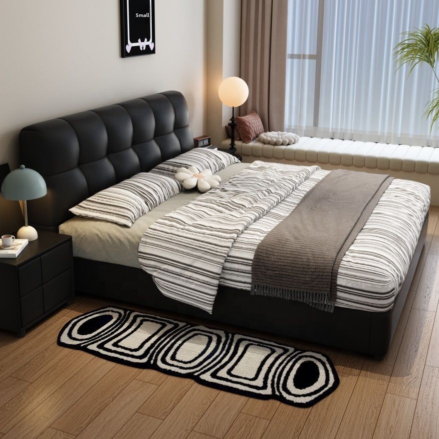 # Czarna, pikowana skórzana ra – King Size Bed Frame With Storage Drawers recenzja i cena