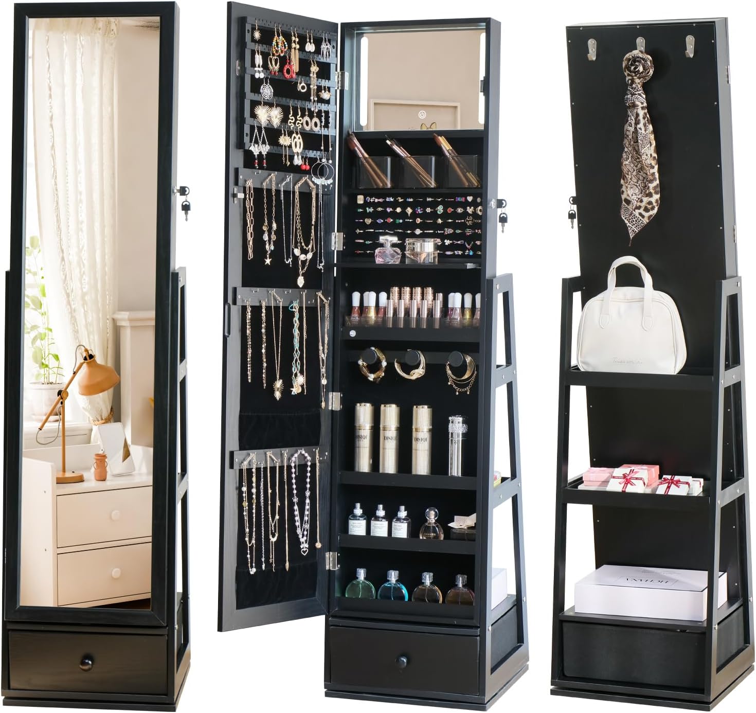 Wysoka szafa na biżuterię z wb – Full Length Mirror Jewelry Armoire recenzja i cena
