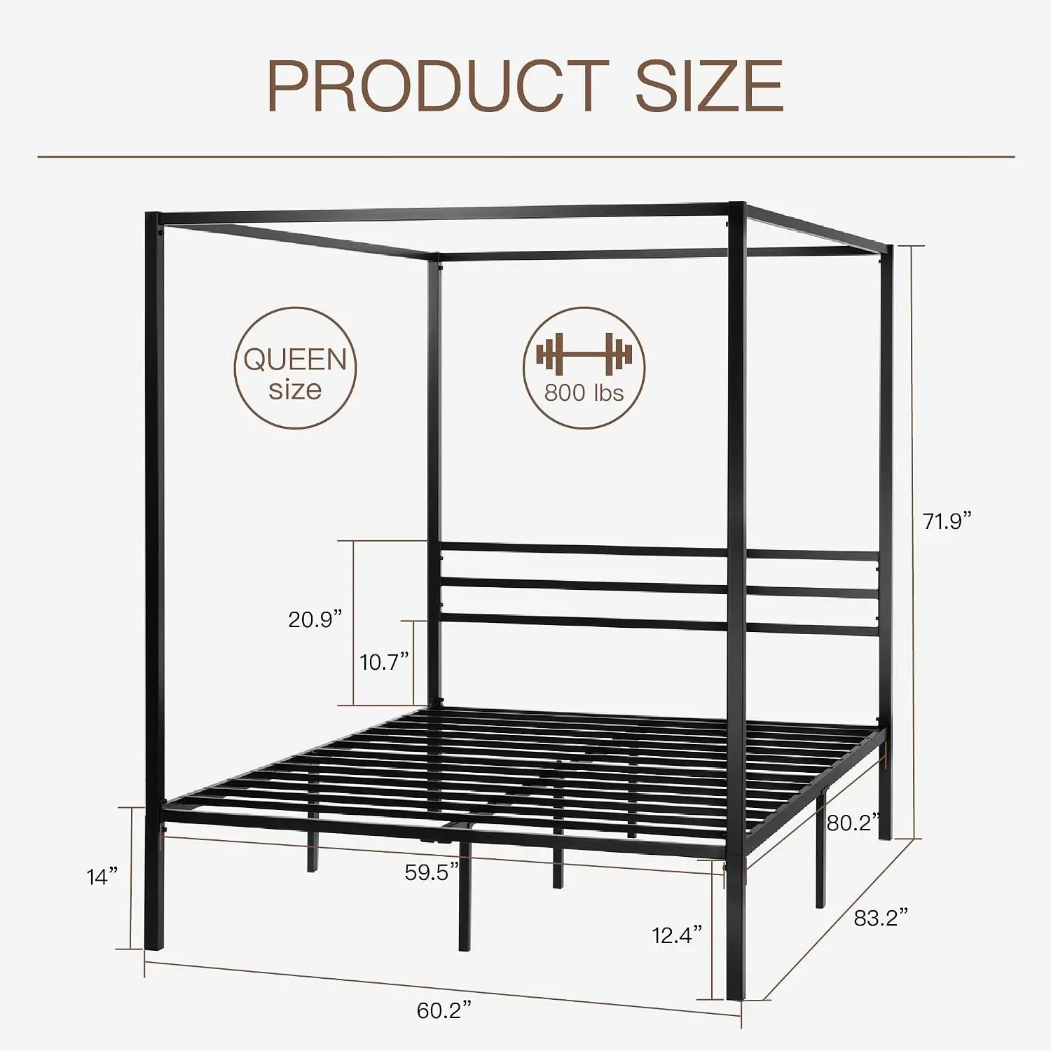 Rama łóżka z baldachimem w roz – Canopy Bed Frame Metal Queen recenzja i cena