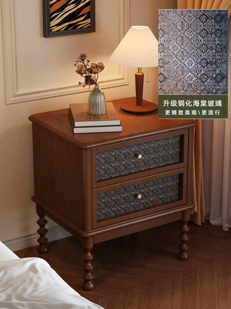 Stoliki nocne w stylu vintage, – Solid Wood Nightstand 2 Drawers recenzja i cena