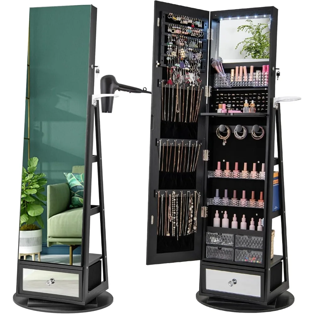 360 °   Szafka na biżuterię z  – Full Length Mirror Jewelry Armoire recenzja i cena