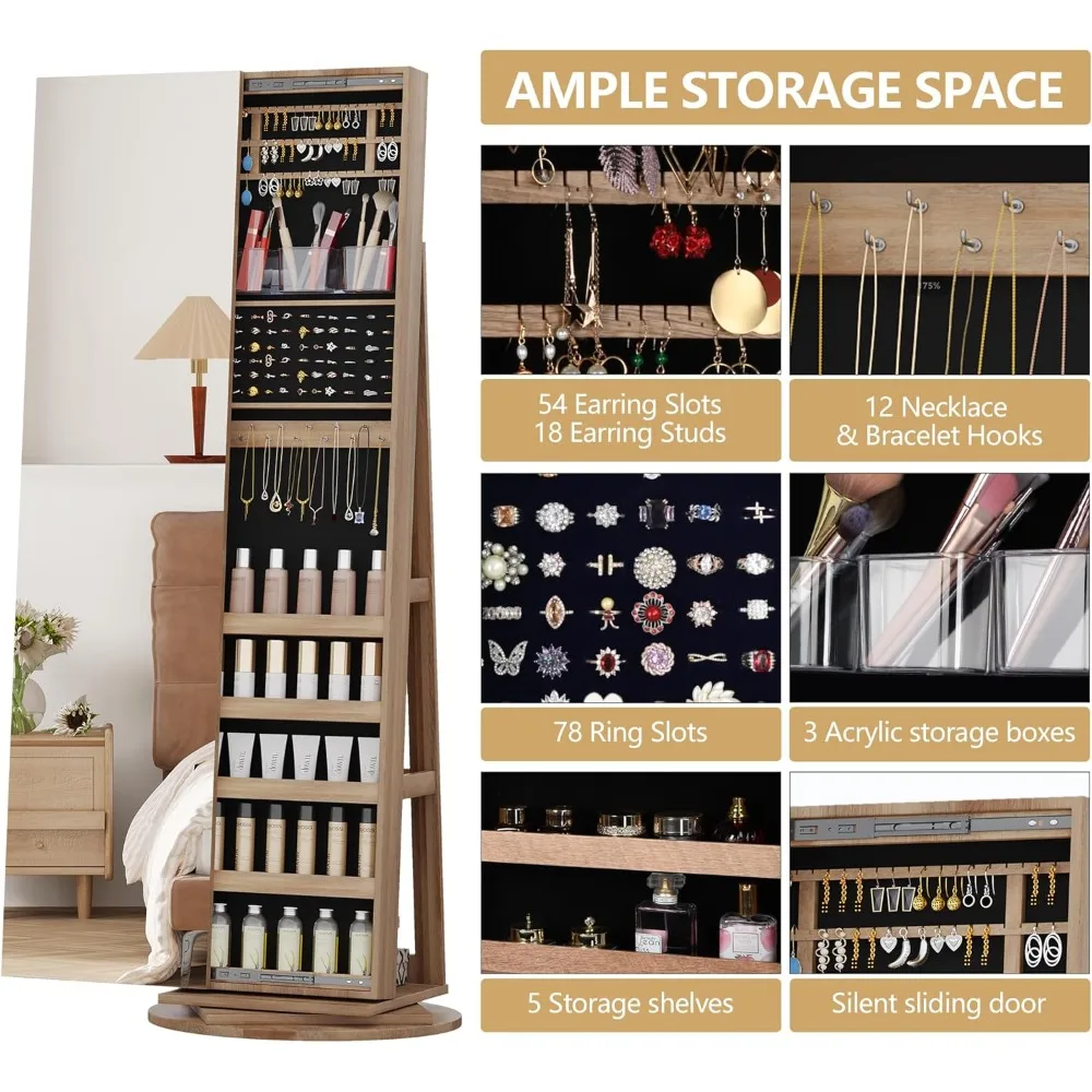 Organizer na biżuterię, szafka – Full Length Mirror Jewelry Armoire recenzja i cena
