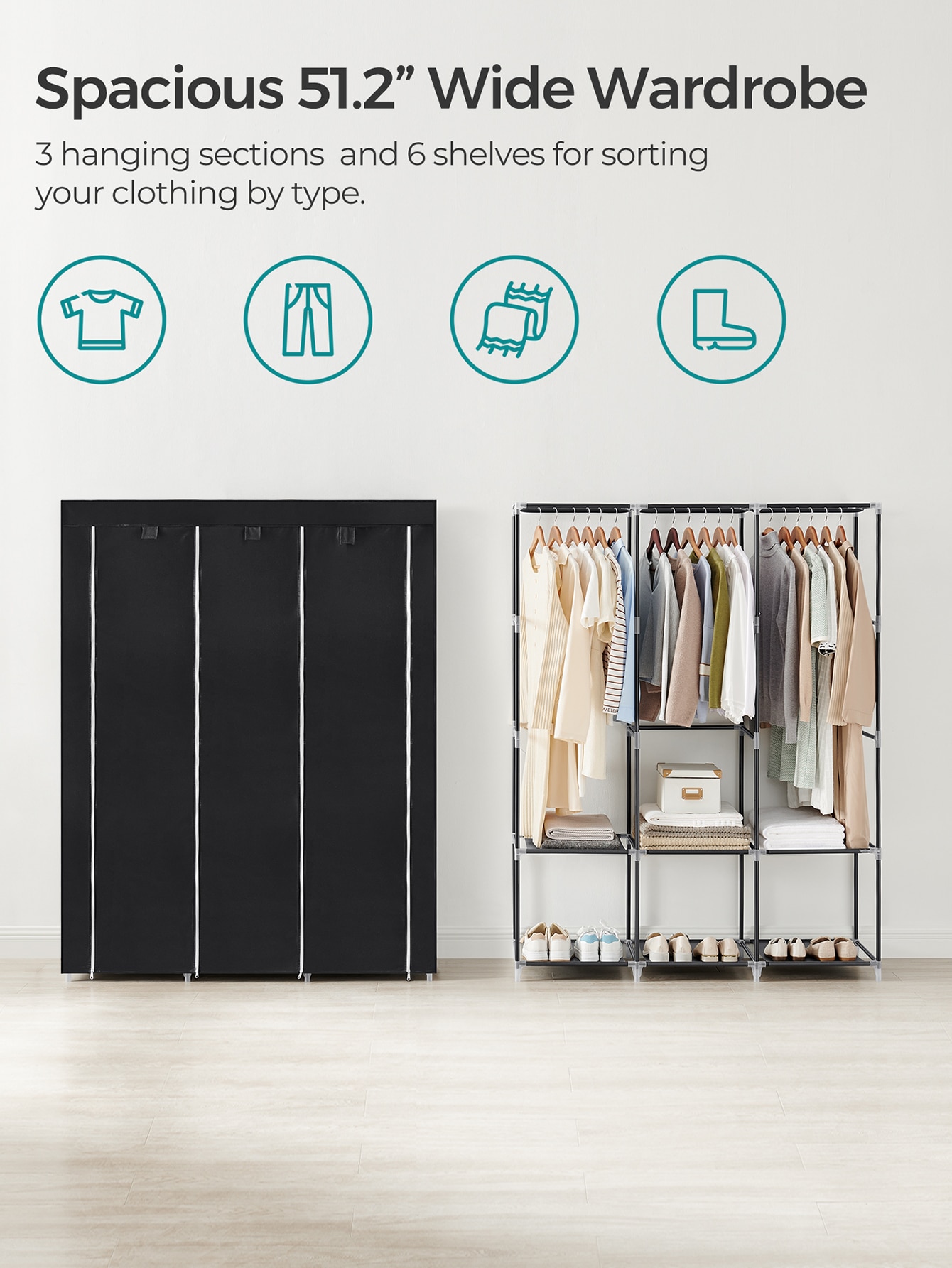 Przenośny organizer do szafy,  – Wardrobe Closet Portable Fabric Cover recenzja i cena