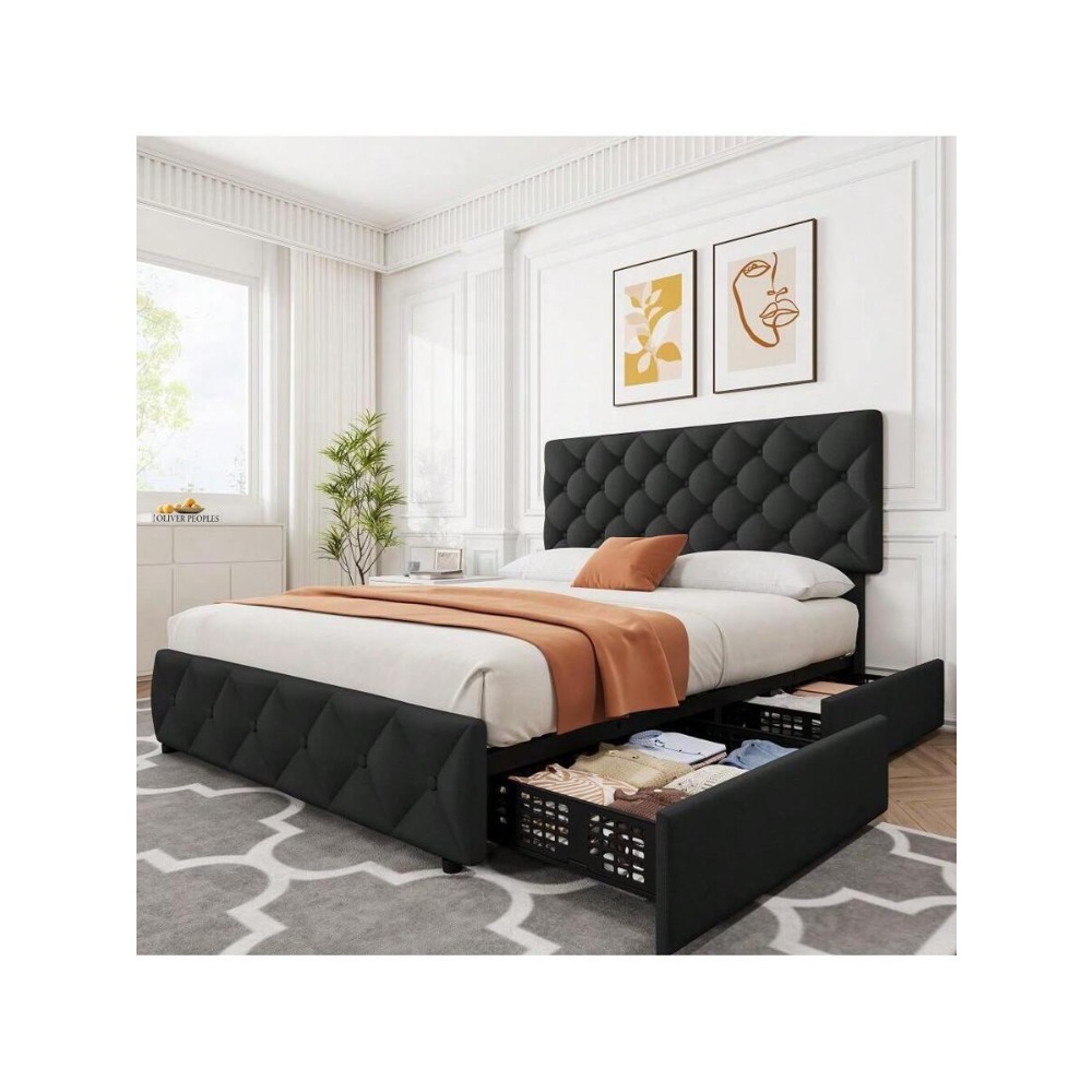 Rama łóżka w rozmiarze Full Qu – King Size Bed Frame With Storage Drawers recenzja i cena