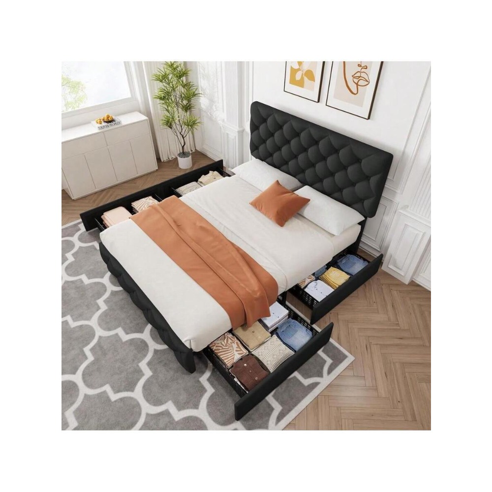 Rama łóżka w rozmiarze Full Qu – King Size Bed Frame With Storage Drawers recenzja i cena