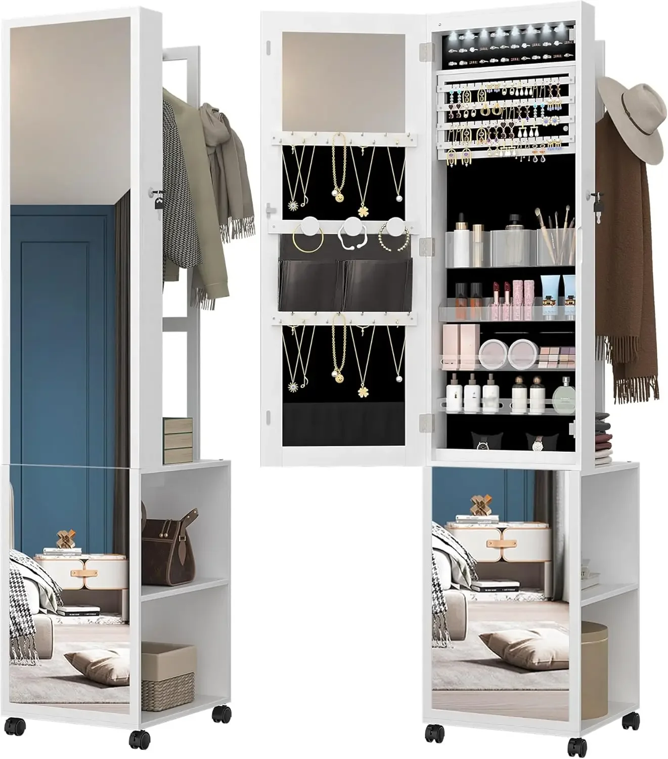 Szafka na biżuterię z 8 diodam – Full Length Mirror Jewelry Armoire recenzja i cena