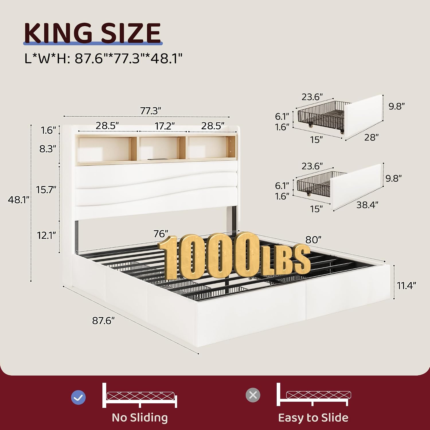 Rama łóżka typu king size z 6  – King Size Bed Frame With Storage Drawers recenzja i cena