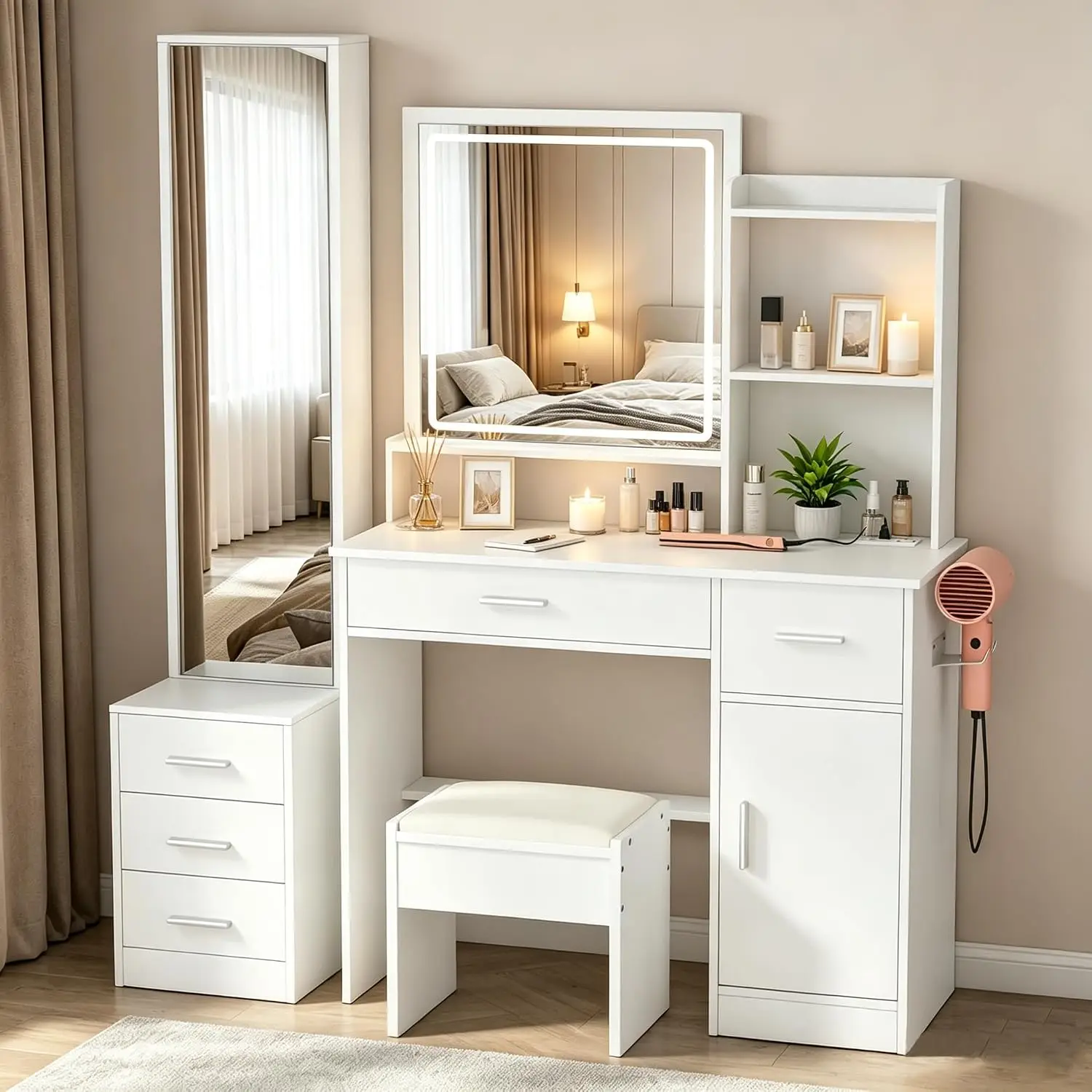 Toaletka INTERGREAT z oświetle – Dressing Table Vanity With Lighted Mirror recenzja i cena