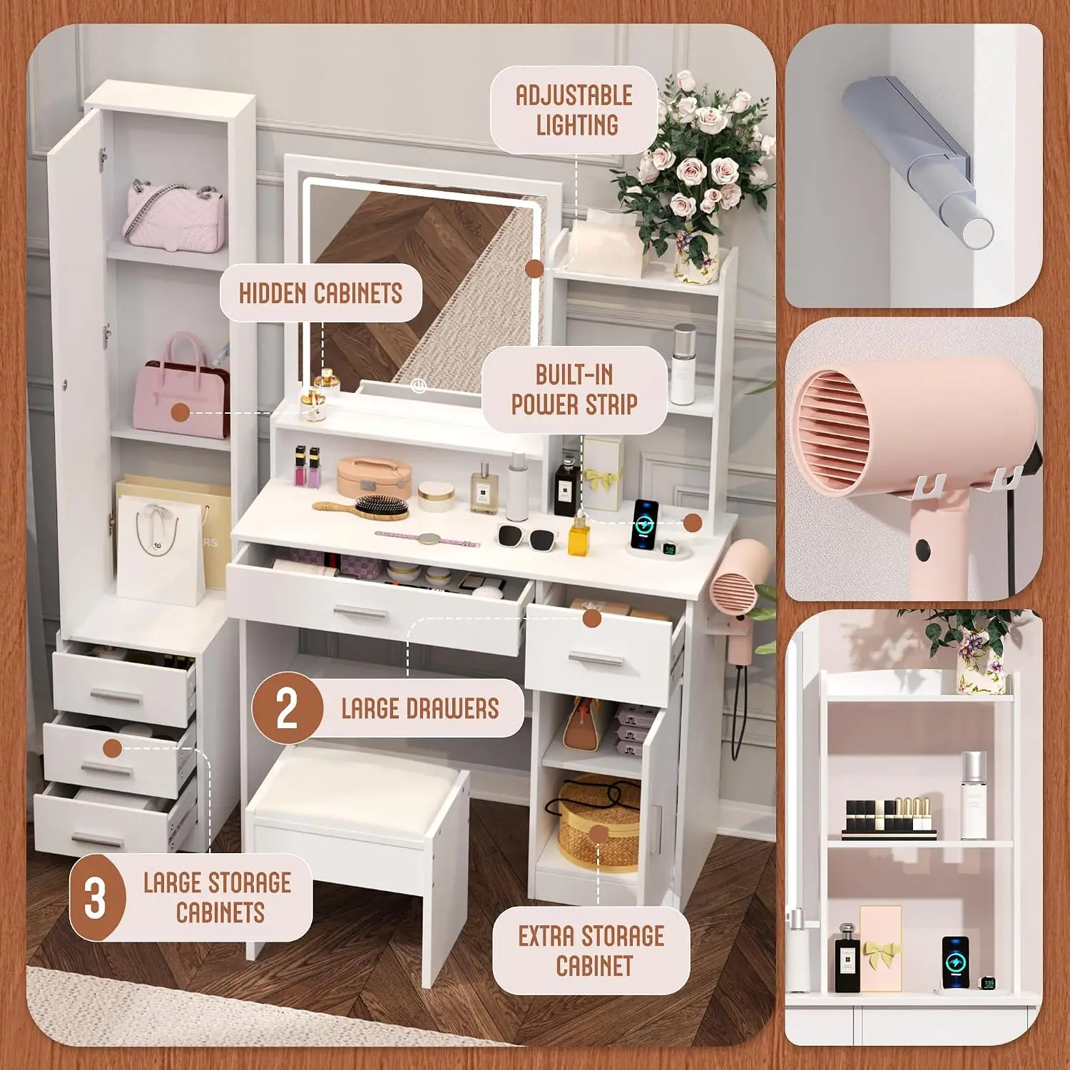 Toaletka INTERGREAT z oświetle – Dressing Table Vanity With Lighted Mirror recenzja i cena
