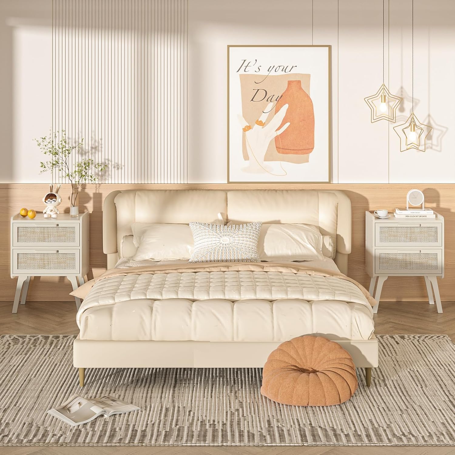 Zestaw 2 stolików nocnych z ra – Solid Wood Nightstand 2 Drawers recenzja i cena