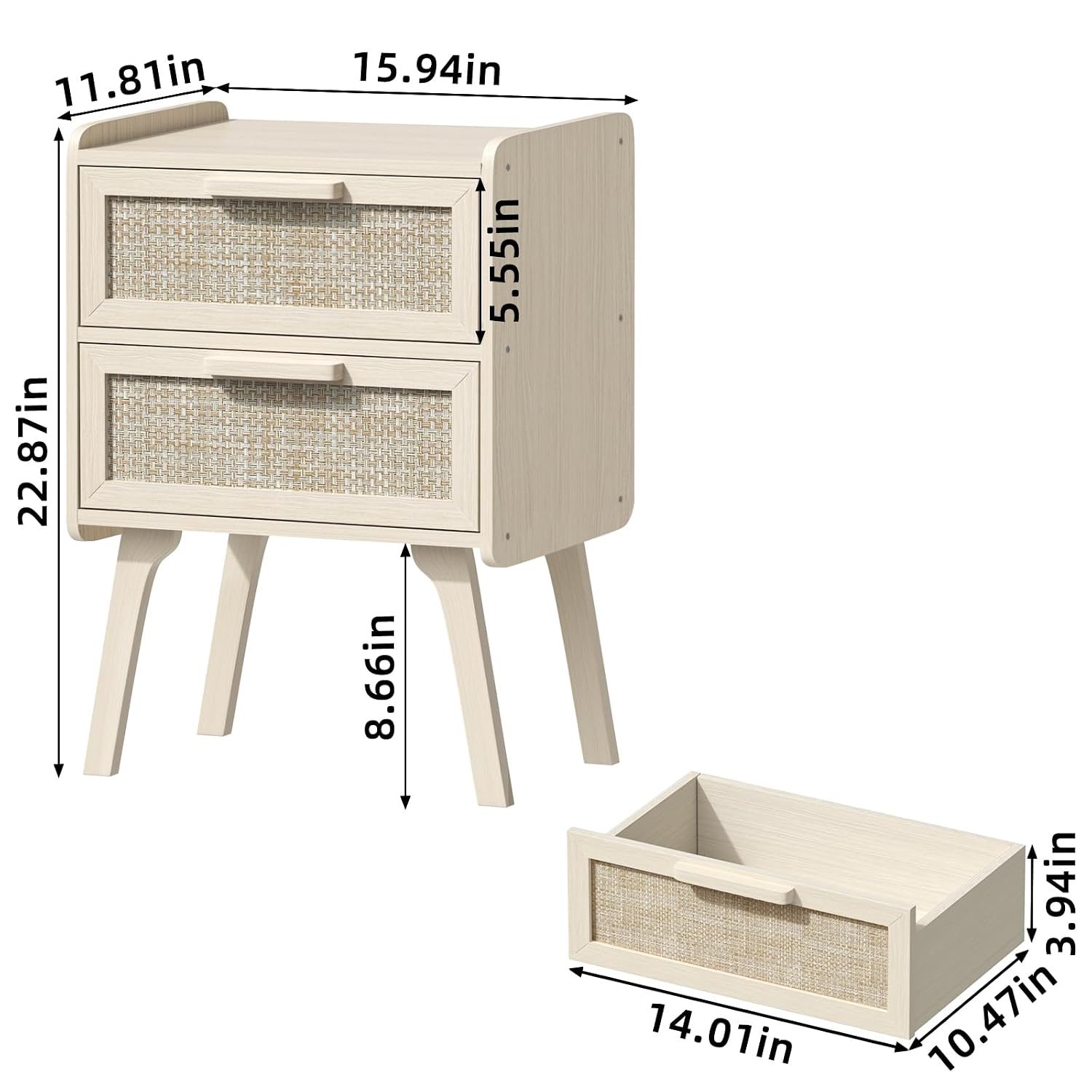 Zestaw 2 stolików nocnych z ra – Solid Wood Nightstand 2 Drawers recenzja i cena