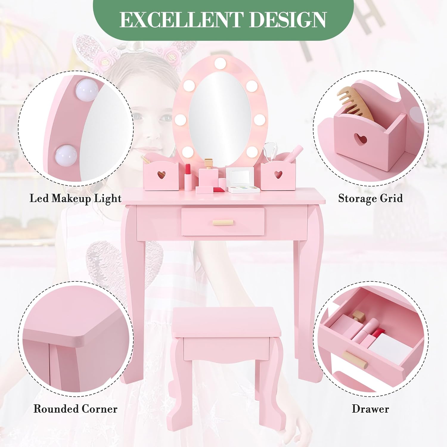 Zestaw toaletki i stołka dla d – Dressing Table Vanity With Lighted Mirror recenzja i cena