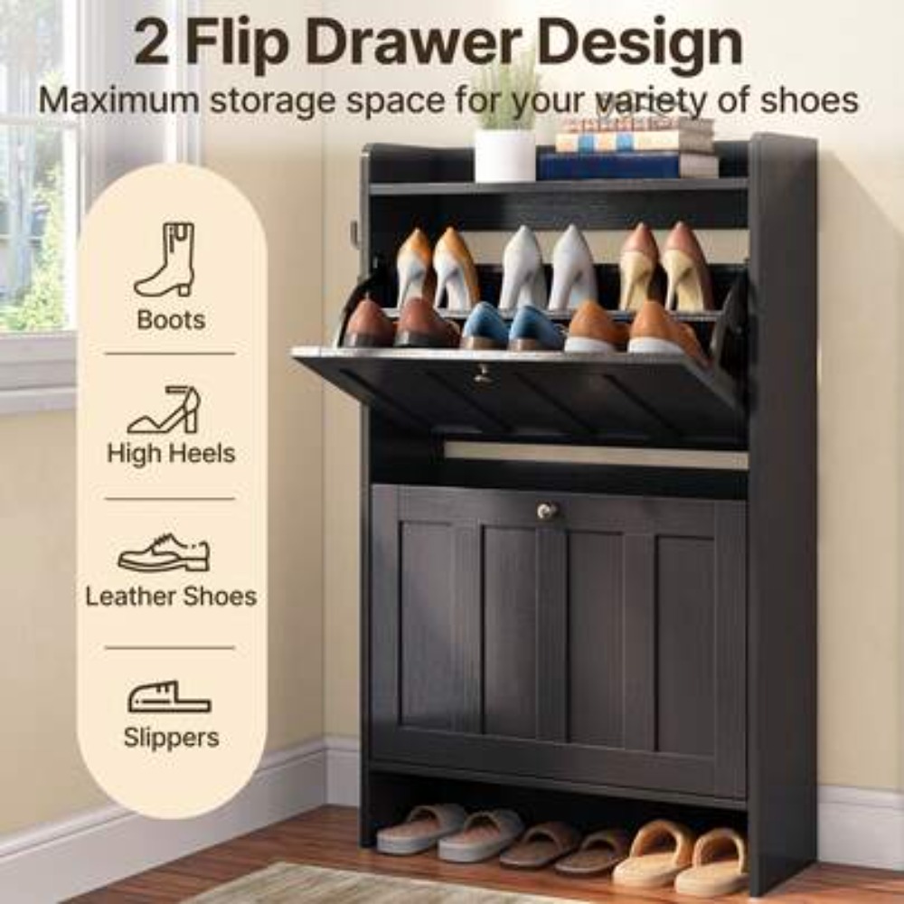 Szafka na buty z 2 otwieranymi – Shoe Rack Cabinet Narrow Entryway recenzja i cena